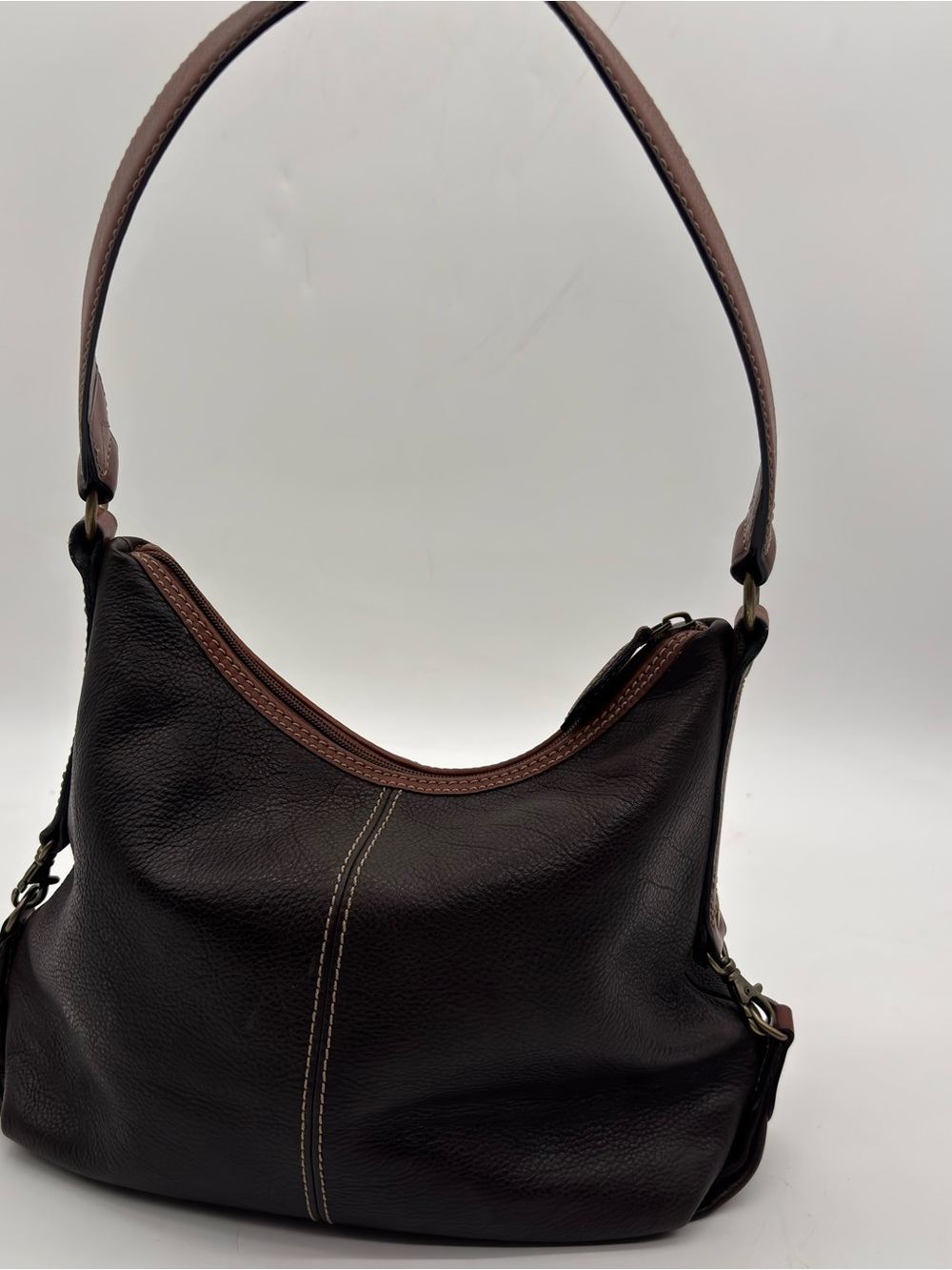 Vintage Fossil Dark Brown Leather Shoulder Hobo